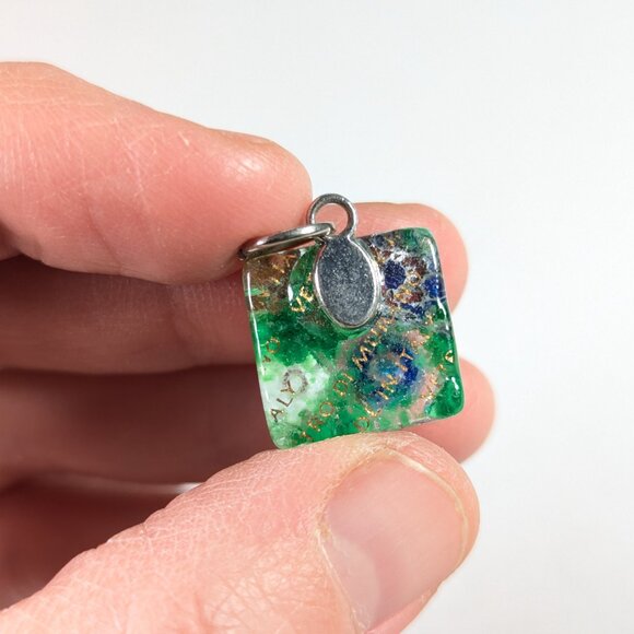 Small Murano glass square jewelry pendant, Murano glass Millefiori charm - Picture 5 of 8